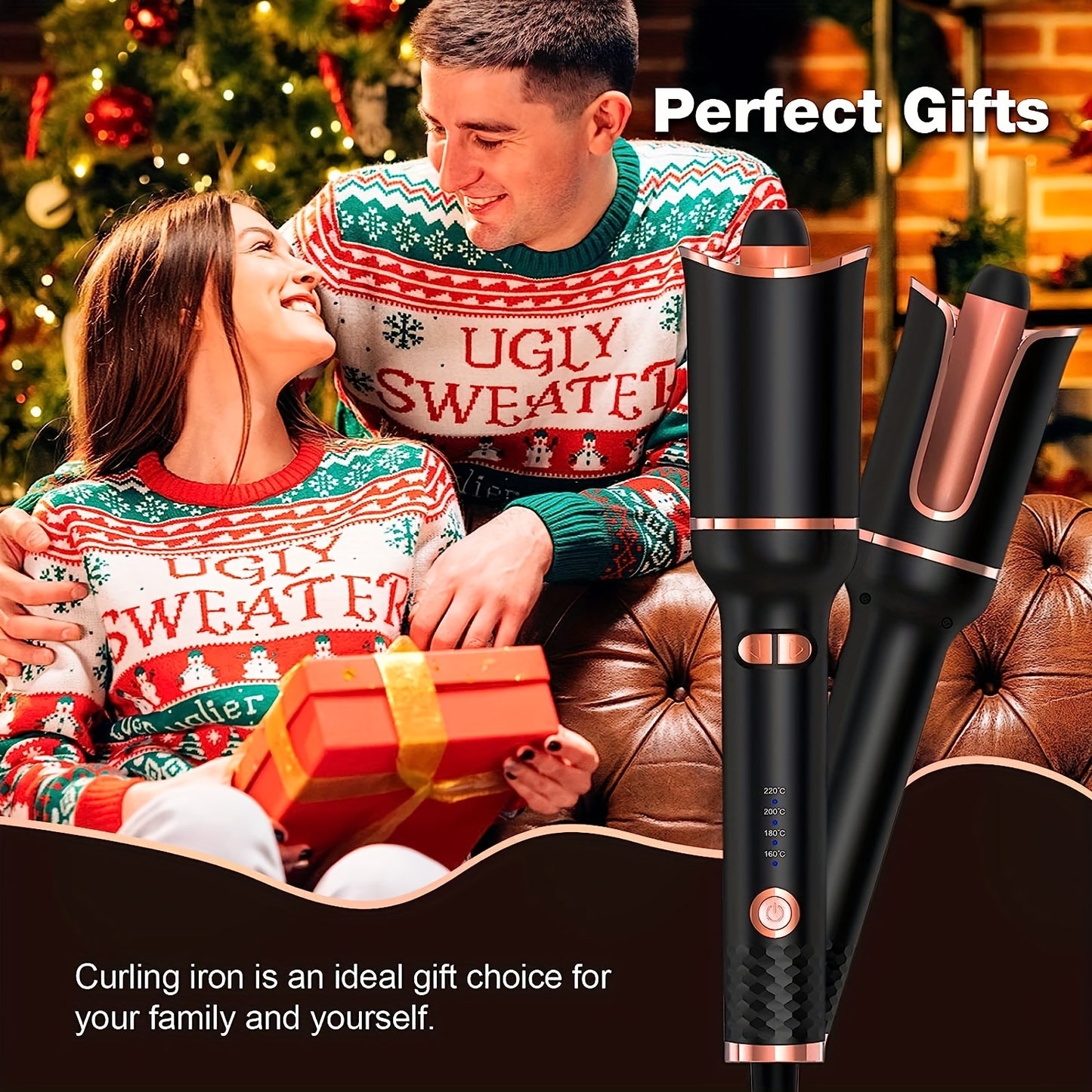 Automatic Hair Curler, Ceramic Ionic Barrel Automatic Hair Curling Iron, Auto Curling Wand With 1" Large Rotating Barrel & 4 Temps & 3 Timer Settings, Dual Voltage Spin Iron For Hair Styling (Upgrade) - Veloxea