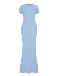 Women's Lounge Basic Casual Long Summer Dress Elegant Short Sleeve Crew Neck Bodycon Maxi Dresses