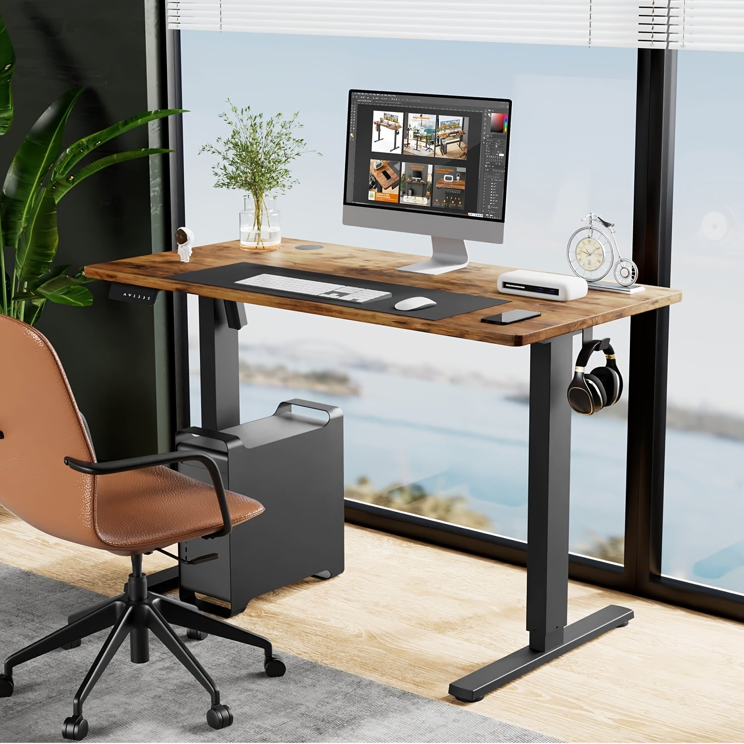 55 inches Standing Desk Adjustable Height Electric Sit Stand Up Desk, Gaming Desk Ergonomic Workstation For Home Office, Cafes, Catering, Event Holding, 4 Colors - Veloxea