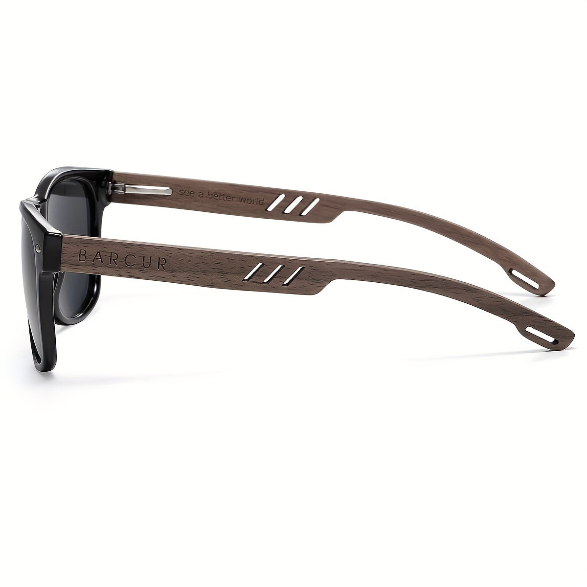 BARCUR, Classic Cool Wooden Temples Sunglasses, UV400 Polarized Sunglasses, For Men Women - Veloxea