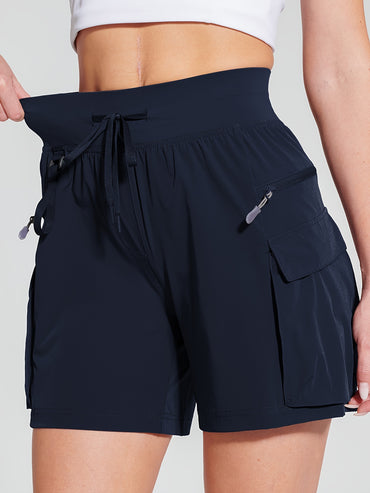 Women's 6" Hiking Cargo Shorts Quick Dry Water Resistant Lightweight with Zipper Pockets UPF 50+ for Women Golf Athletic