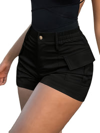 Women's Casual Street Trend High Waist With Pockets Skinny Stretch Shorts Women - Veloxea