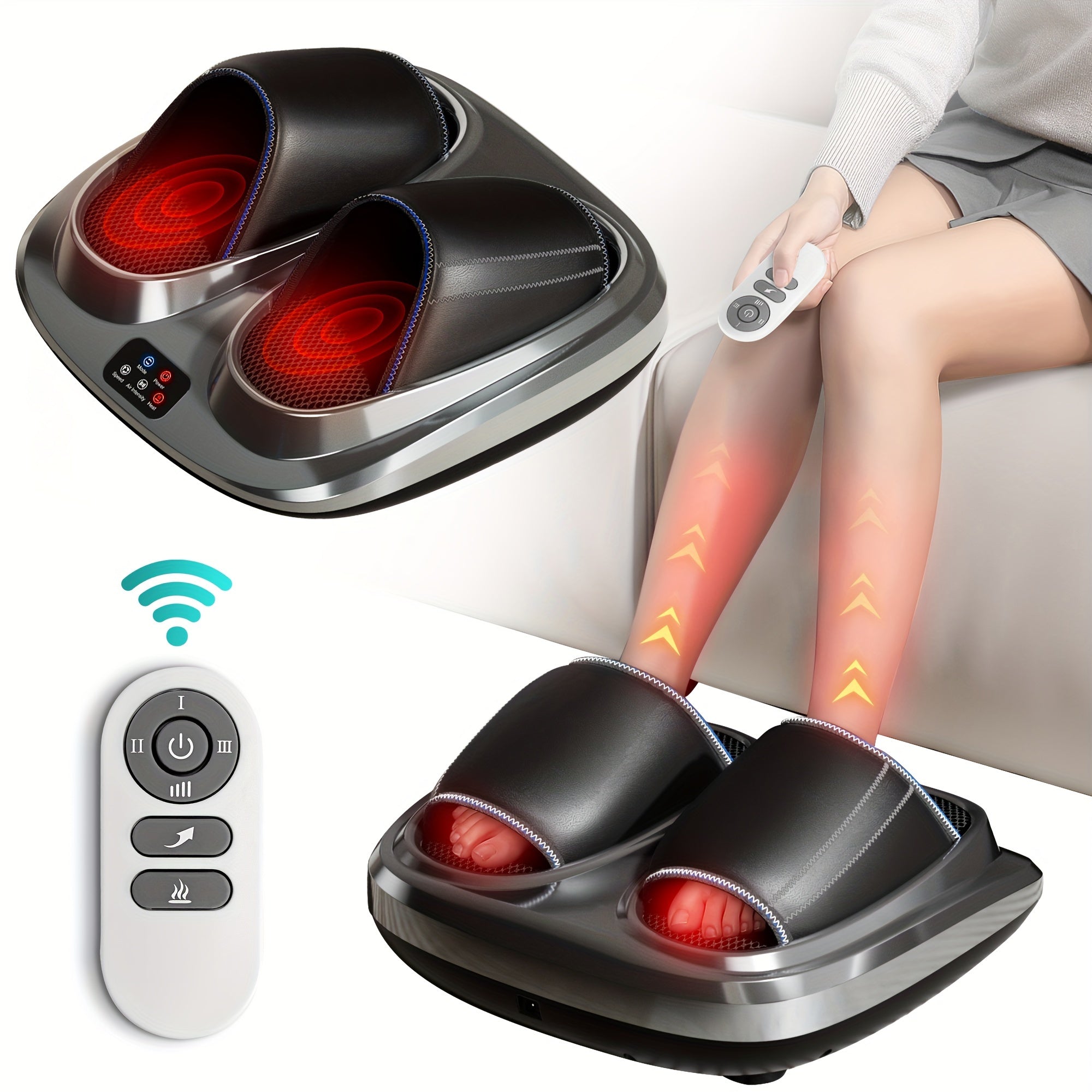 2023 3D Shiatsu Foot Massager for Circulation and Relax, Foot Massager Machine with Deep-Kneading and heat, help for Relax, Calf Massager, ideal gift for Mom Dad Friends Christmas - Veloxea
