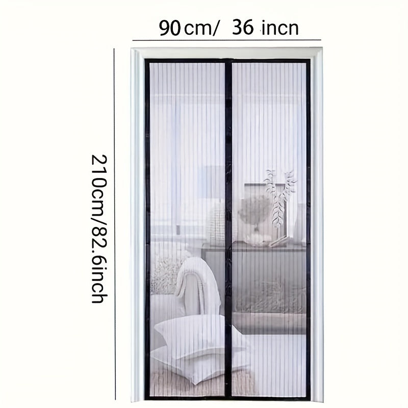 1pc Heavy-Duty Magnetic Screen Door With Full Frame Hook & Loop, Durable Polyester Mesh Curtain For Fresh Air Circulation, Easy Entry For Pets, Kid Friendly, Bug & Insect Proof, Fits Doors Up To 38x82 Inches - Veloxea