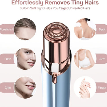 Women's Facial Hair Remover, Electric Face Razor, USB Rechargeable Hair Remover Device For Face, Portable Painless Hair Epilator For Lips, Chin, Mustache, Fingers - Veloxea