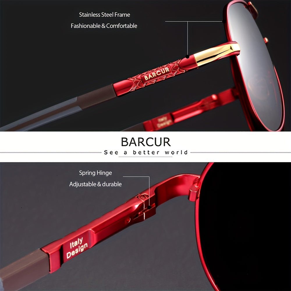 BARCUR Retro Men's Sunglasses Polarized Sunglasses Driving Eyewear UV Protection Protective Sunglasses - Veloxea