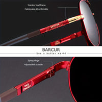 BARCUR Retro Men's Sunglasses Polarized Sunglasses Driving Eyewear UV Protection Protective Sunglasses - Veloxea