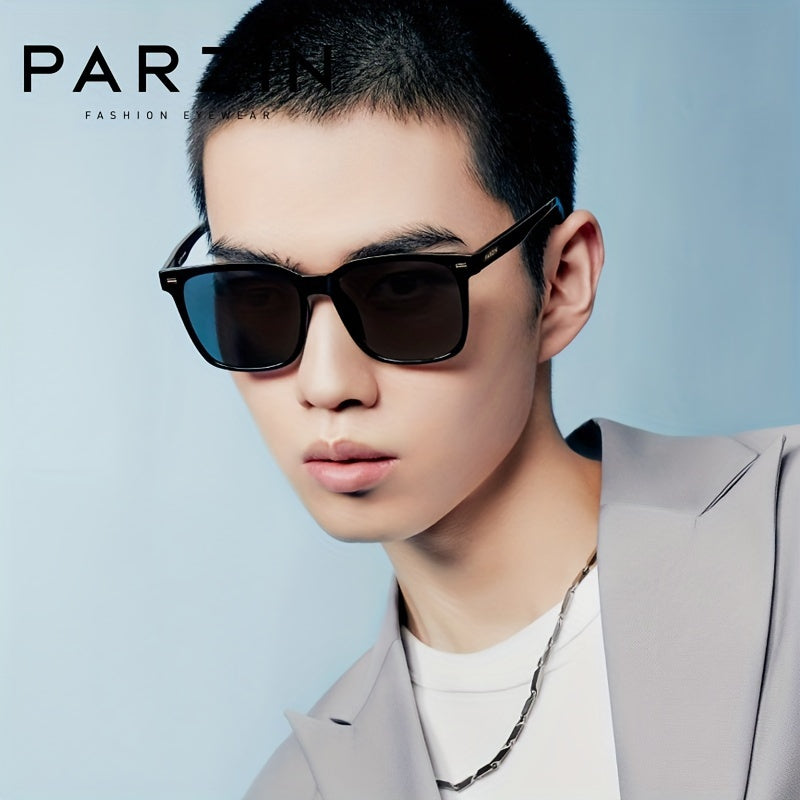 PARZIN, Classic Black Square Fashion Glasses, TR Frame Nylon Lens Polarized Glasses, For Men & Women - Veloxea