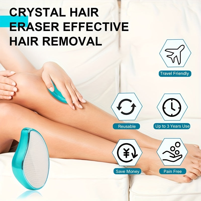 Canvalite Crystal Hair Remover for Women and Men, Fast Painless Magic Crystal Hair Removal Device for Arms Legs Back and Body, Skin Exfoliating Epilators Hair Removal Washable Reusable Portable (Blue) - Veloxea