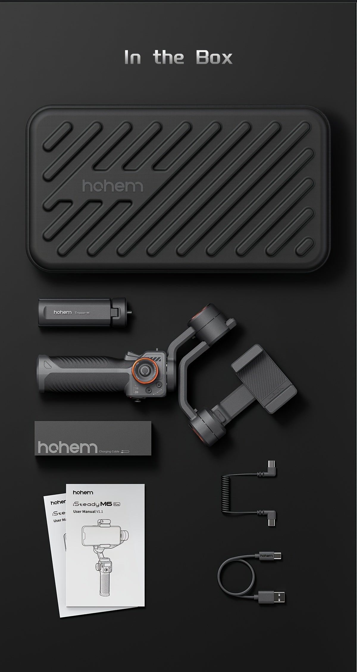 hohem iSteady M6 Gimbal Stabilizer for Smartphone, New Upgrade 3-Axis Phone Gimbal for iPhone & Android, Smart Tracking, 360°Infinite Rotation, 18H Long Battery, OLED Display for Video Recording - Veloxea