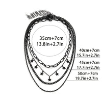 4pcs Gothic Black Star Element Pendant Tassel Hip Hop Retro Chain Necklace Set Party Jewelry For Women - Veloxea