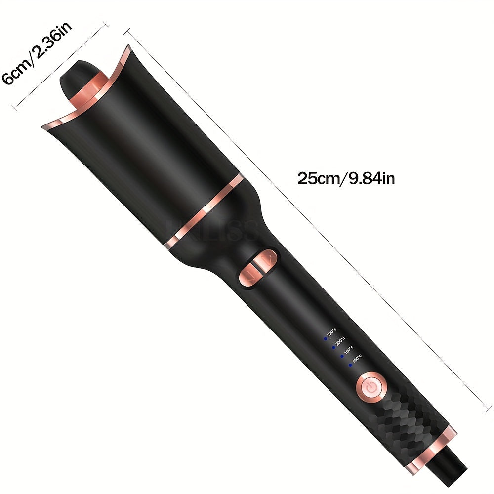 Automatic Hair Curler, Ceramic Ionic Barrel Automatic Hair Curling Iron, Auto Curling Wand With 1" Large Rotating Barrel & 4 Temps & 3 Timer Settings, Dual Voltage Spin Iron For Hair Styling (Upgrade) - Veloxea