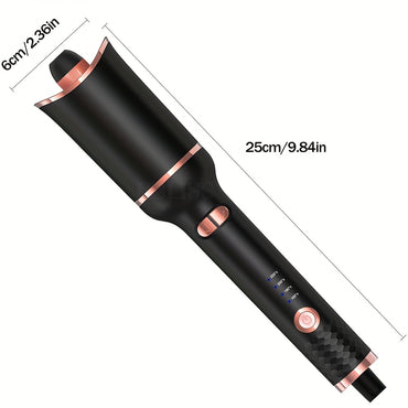 Automatic Hair Curler, Ceramic Ionic Barrel Automatic Hair Curling Iron, Auto Curling Wand With 1" Large Rotating Barrel & 4 Temps & 3 Timer Settings, Dual Voltage Spin Iron For Hair Styling (Upgrade) - Veloxea