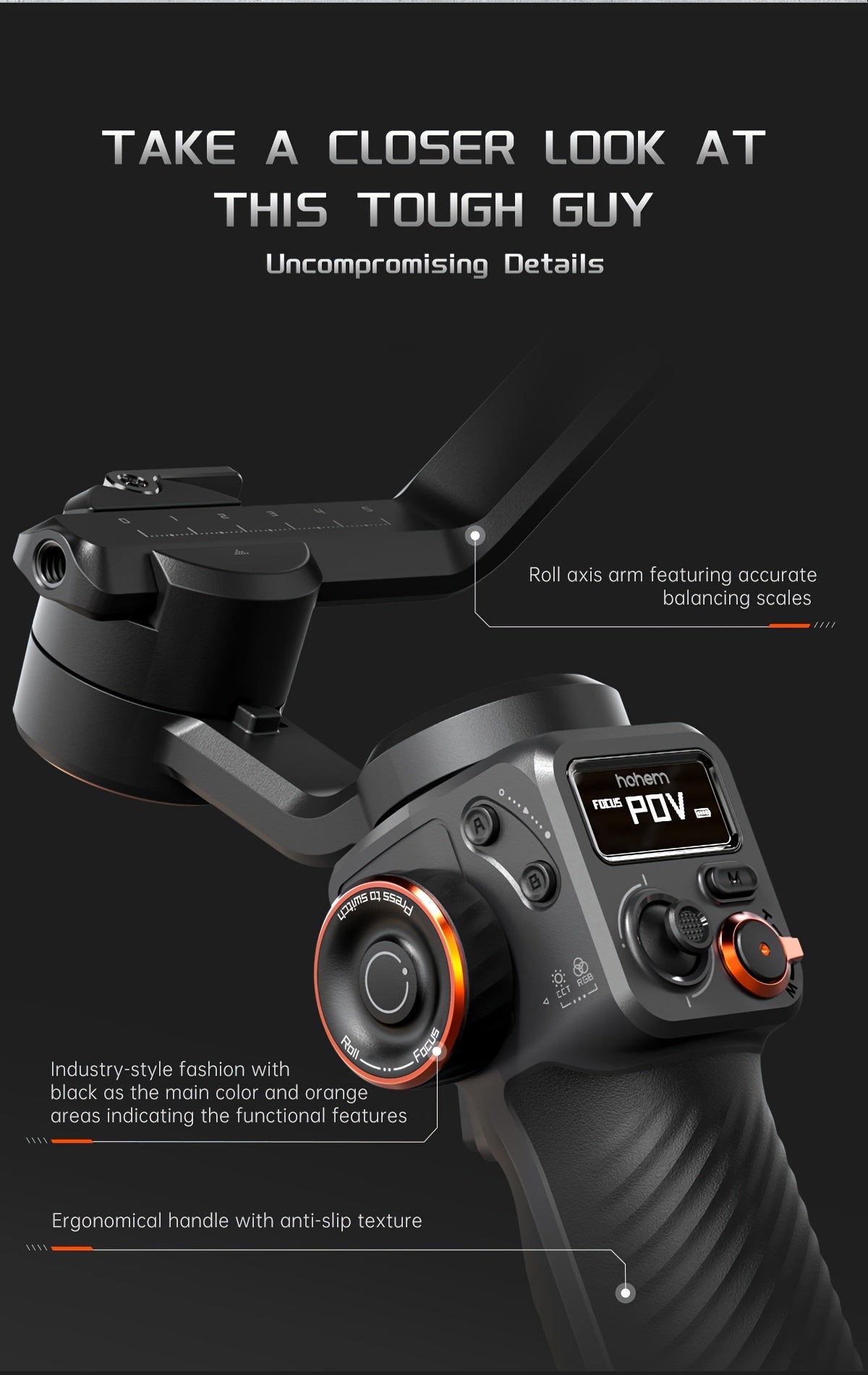 hohem iSteady M6 Gimbal Stabilizer for Smartphone, New Upgrade 3-Axis Phone Gimbal for iPhone & Android, Smart Tracking, 360°Infinite Rotation, 18H Long Battery, OLED Display for Video Recording - Veloxea