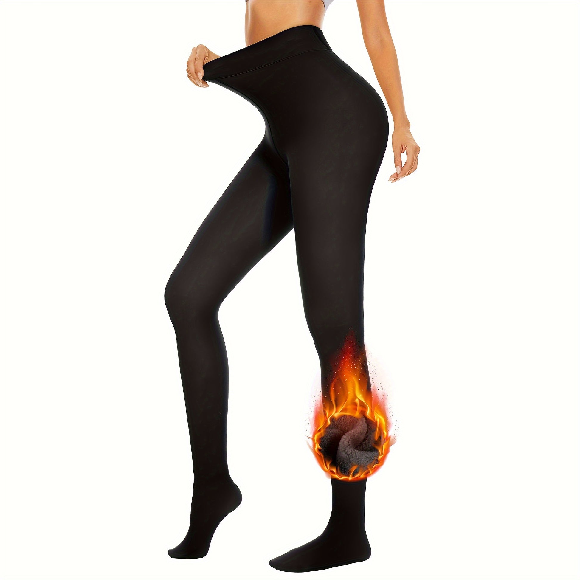 4 Pairs Of Stockings,, Fleece Lined Tights Women, Comfortable Tight Warm Autumn And Winter, Women's Stockings And Socks (Skin Tone + Solid Black + Transparent Black + Transparent Coffee) - Veloxea