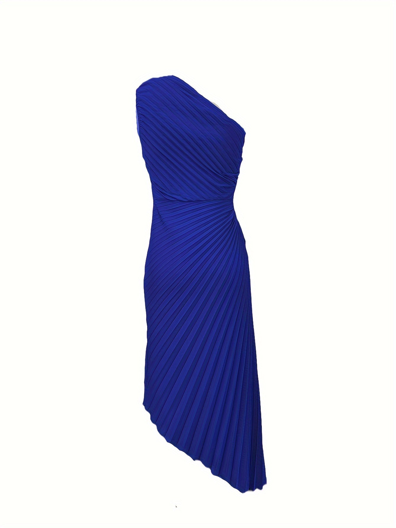 One Shoulder Pleated Dress, Elegant Cut Out Drawstring Sleeveless Dress, Women's Clothing For Party Dressing