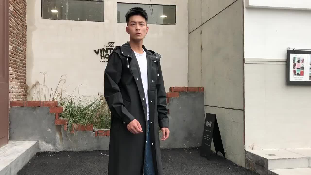 Unisex Hooded Raincoat, Casual Button Up Rain Poncho For Outdoor Raining Days - Veloxea