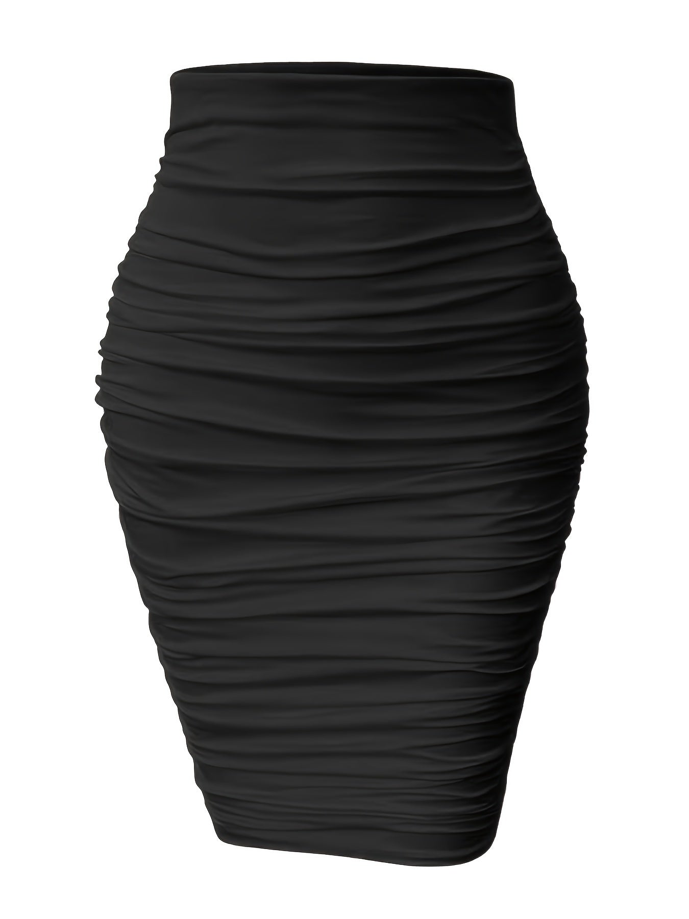 Solid Color Shirred Waist Skirt, Vacation Bag Hip Skinny Knitted Skirt For Every Day, Women's Clothing - Veloxea