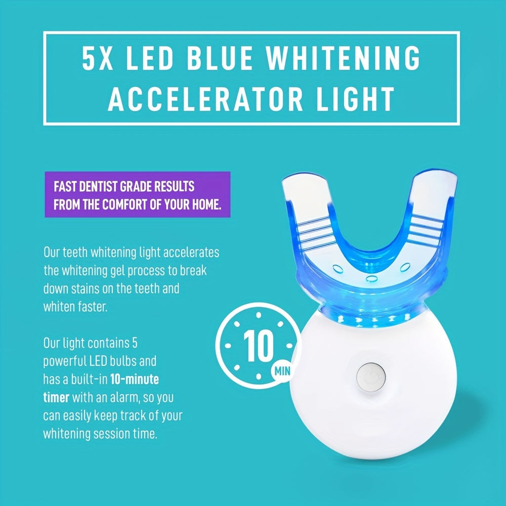 Teeth Whitening Gel Kit, 6 Teeth Cleaning Gel + 2 Dental Trays + Cleaning Led Lights LED Light 0.1oz Carbamide Peroxide Teeth Whitening Gel Dental Bleaching Gel Kit For Tooth - Veloxea