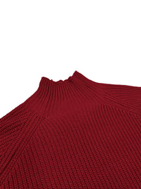 Plus Size Casual Sweater Dress, Women's Plus Solid Long Sleeve High Neck Slight Stretch Loose Fit Sweater Dress - Veloxea