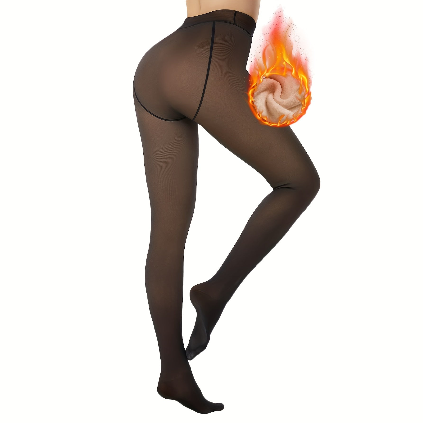 4 Pairs Of Stockings,, Fleece Lined Tights Women, Comfortable Tight Warm Autumn And Winter, Women's Stockings And Socks (Skin Tone + Solid Black + Transparent Black + Transparent Coffee) - Veloxea