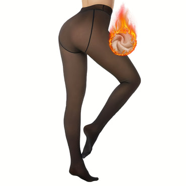 4 Pairs Of Stockings,, Fleece Lined Tights Women, Comfortable Tight Warm Autumn And Winter, Women's Stockings And Socks (Skin Tone + Solid Black + Transparent Black + Transparent Coffee) - Veloxea