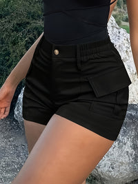 Women's Casual Street Trend High Waist With Pockets Skinny Stretch Shorts Women - Veloxea