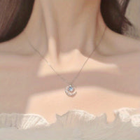 Moon Star Pendant Necklace Inlaid Shiny Moonstone Dainty Clavicle Chain For Women - Veloxea