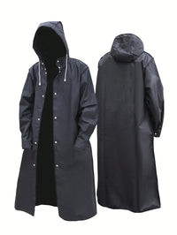 Unisex Hooded Raincoat, Casual Button Up Rain Poncho For Outdoor Raining Days - Veloxea
