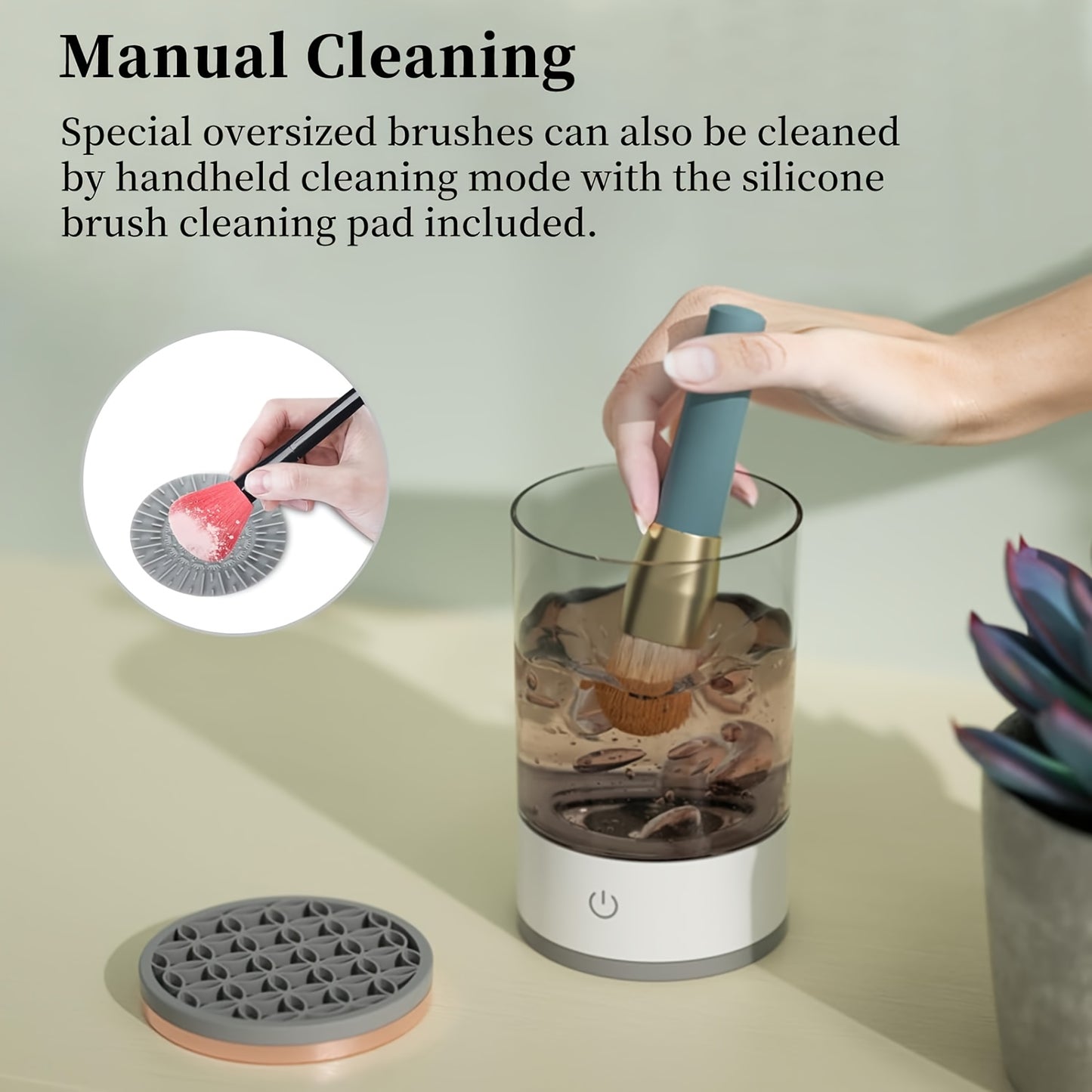 1pc Electric Makeup Brush Cleaner, Cosmetic Brush Cleaner, 2024 New Electric Makeup Brush Cleaner, Makeup Brush Cleaner, Automatic Spinning Makeup Brush Cleaner Fit For All Size Makeup Brush - Veloxea
