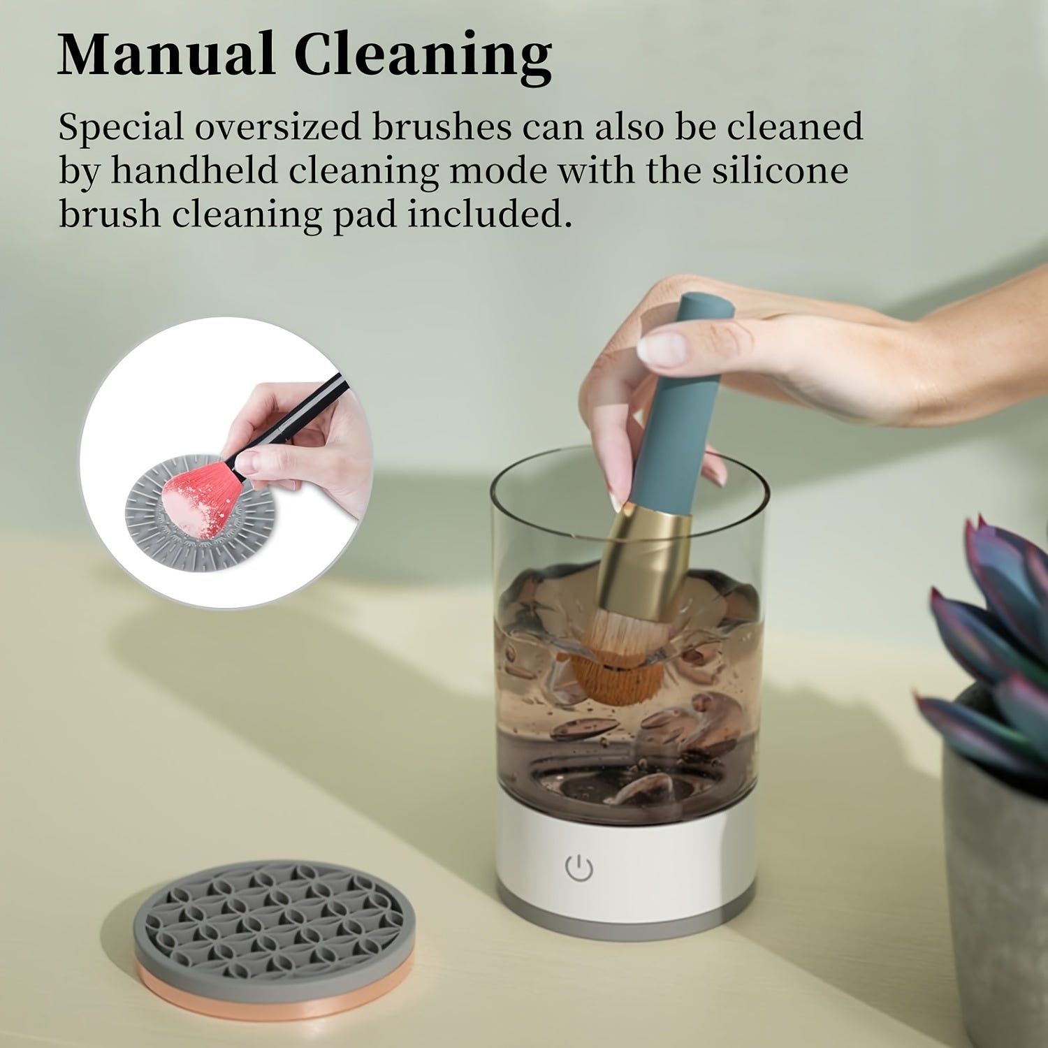1pc Electric Makeup Brush Cleaner, Cosmetic Brush Cleaner, 2024 New Electric Makeup Brush Cleaner, Makeup Brush Cleaner, Automatic Spinning Makeup Brush Cleaner Fit For All Size Makeup Brush - Veloxea