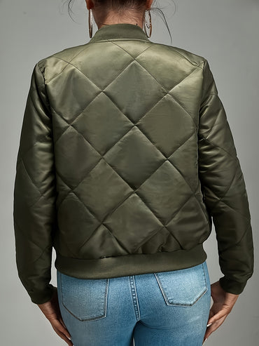 Autumn And Winter Women's Fashion Warm Jacket Zipper Quilted Pilot Jacket