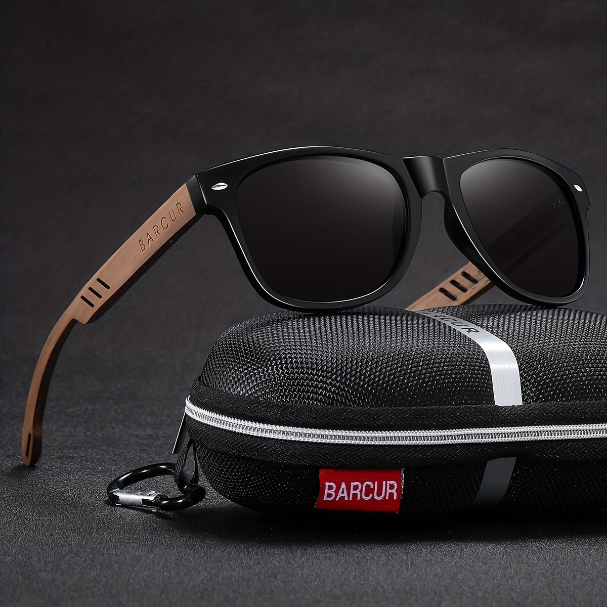 BARCUR, Classic Cool Wooden Temples Sunglasses, UV400 Polarized Sunglasses, For Men Women - Veloxea