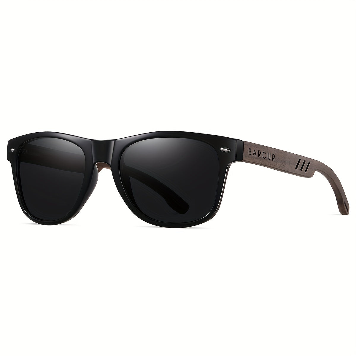 BARCUR, Classic Cool Wooden Temples Sunglasses, UV400 Polarized Sunglasses, For Men Women - Veloxea