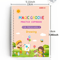 4pcs/Pack Large Reusable Handwriting Practice Copybook Comfy Tracing Sight Words Grooves Magic Practice Workbook Set (4 Books + 1 Pen + 5 Refills + 1 Pen Grip) halloween christmas gift - Veloxea
