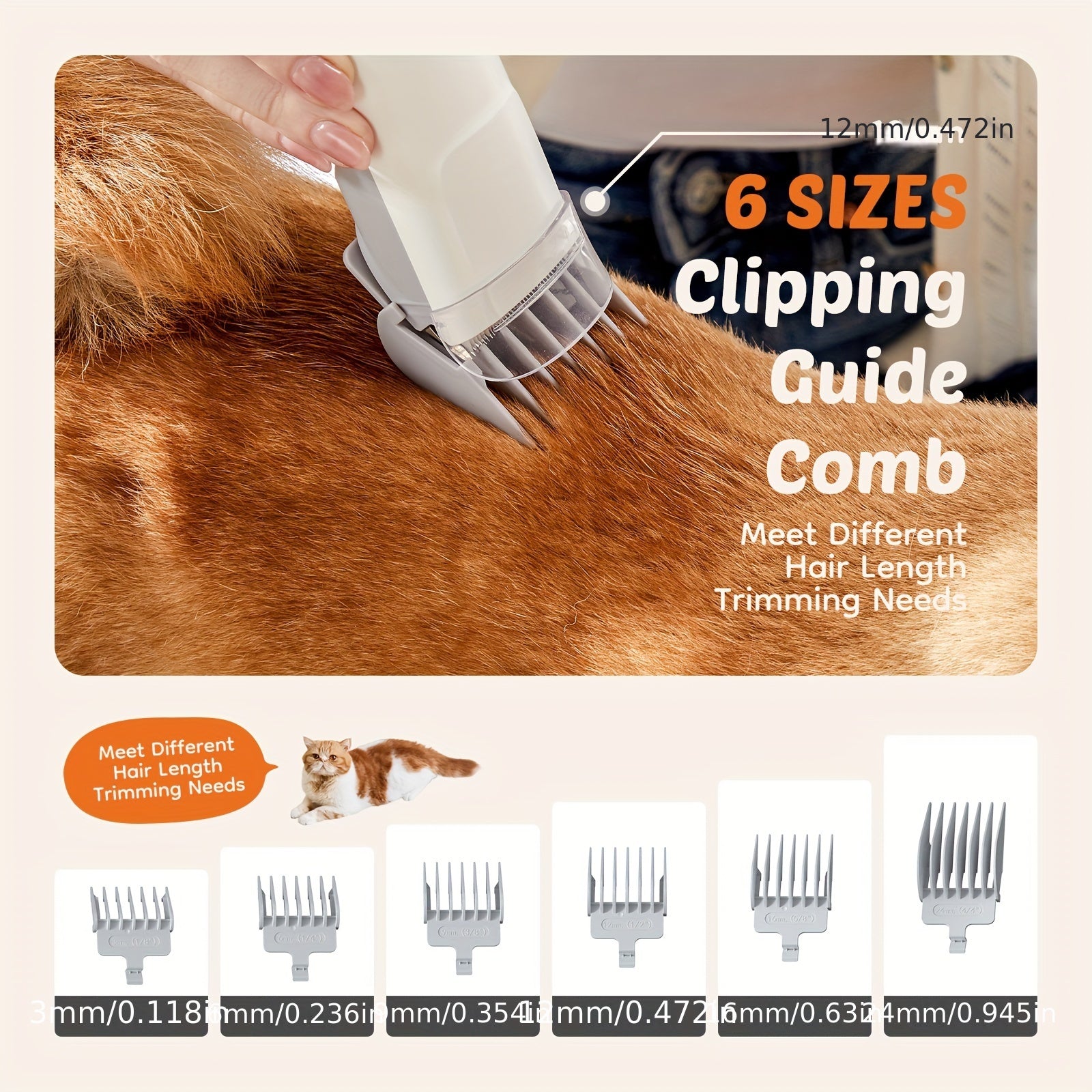 Vacuum Grooming Kit 5 in 1, Pet Vacuum Trimming Set, Strong Sunction Power 99% Pet Hair with Nozzle Head, Roller Brush Tools - Veloxea