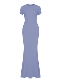Women's Lounge Basic Casual Long Summer Dress Elegant Short Sleeve Crew Neck Bodycon Maxi Dresses