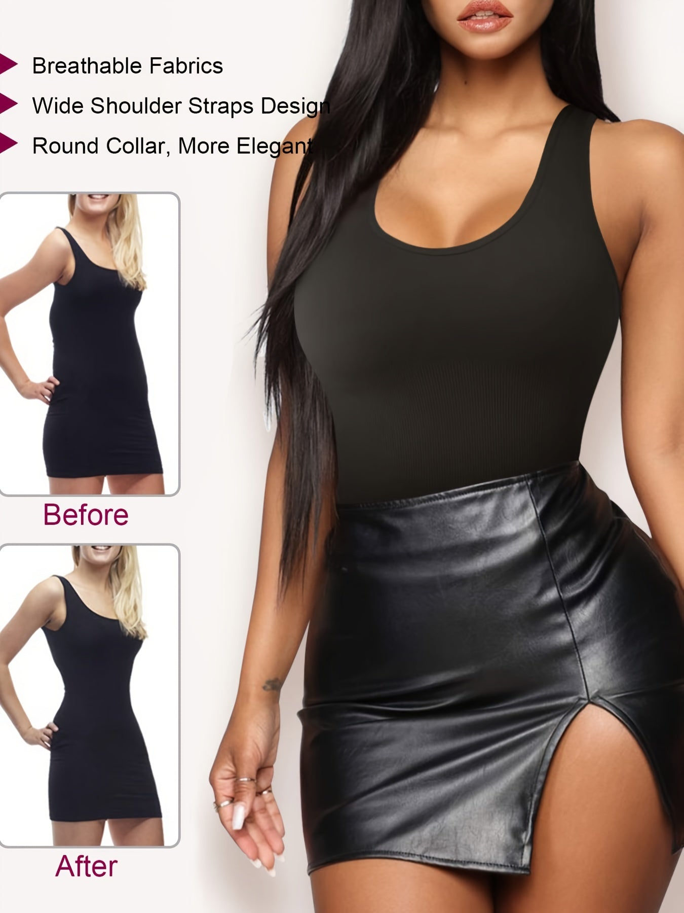 Racelo Shape Wear Bodysuit For Women Waist Trainer Tummy Control Full Body Shaper Seamless Scoop Neck Jumpsuit