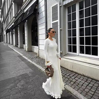Autumn Solid Color Round Neck Slim Fit Dress