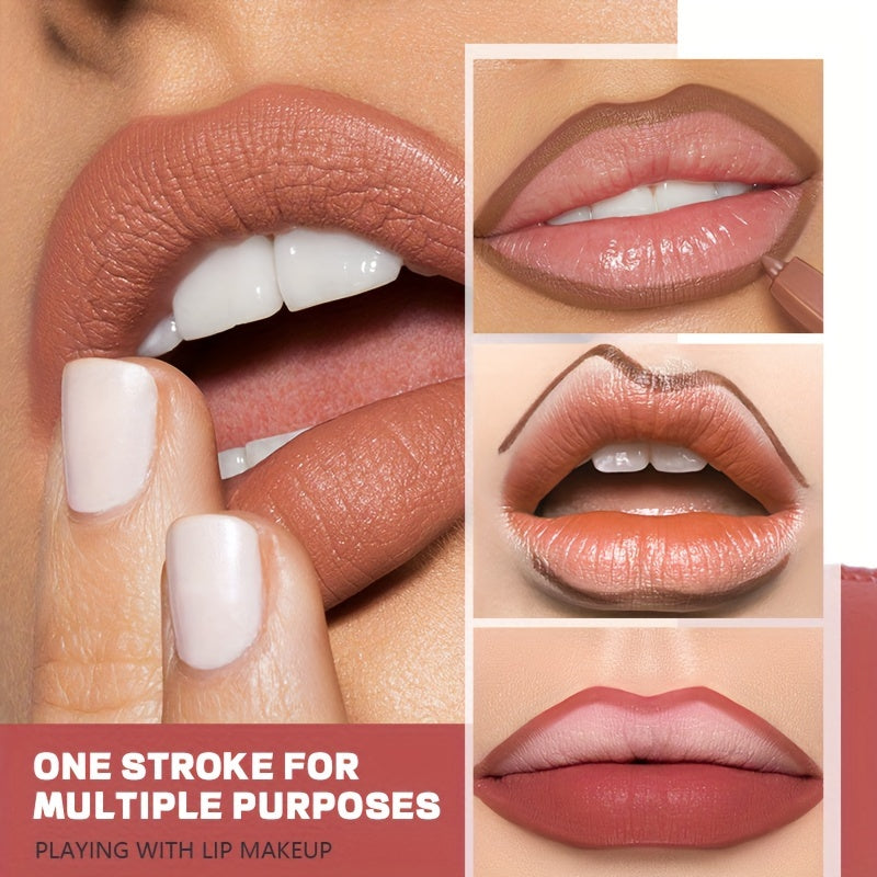 12 Colors Lip Liner Pen Set Long-Lasting, Waterproof Sweatproof, Easy Coloring Non-fading Color Rendering Lip Gloss Set Beauty Makeup - Veloxea