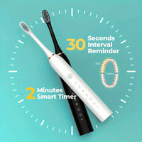 Electric Toothbrush With 6 Modes And A Smart Timer, Suitable For Both Men And Women, Rechargeable USB Electric Toothbrush, Oral Hygiene, 4/8 Replacement Heads, Sensitive Gums And Teeth Special Soft Toothbrush - Veloxea