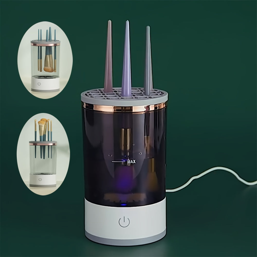 1pc Electric Makeup Brush Cleaner, Cosmetic Brush Cleaner, 2024 New Electric Makeup Brush Cleaner, Makeup Brush Cleaner, Automatic Spinning Makeup Brush Cleaner Fit For All Size Makeup Brush - Veloxea