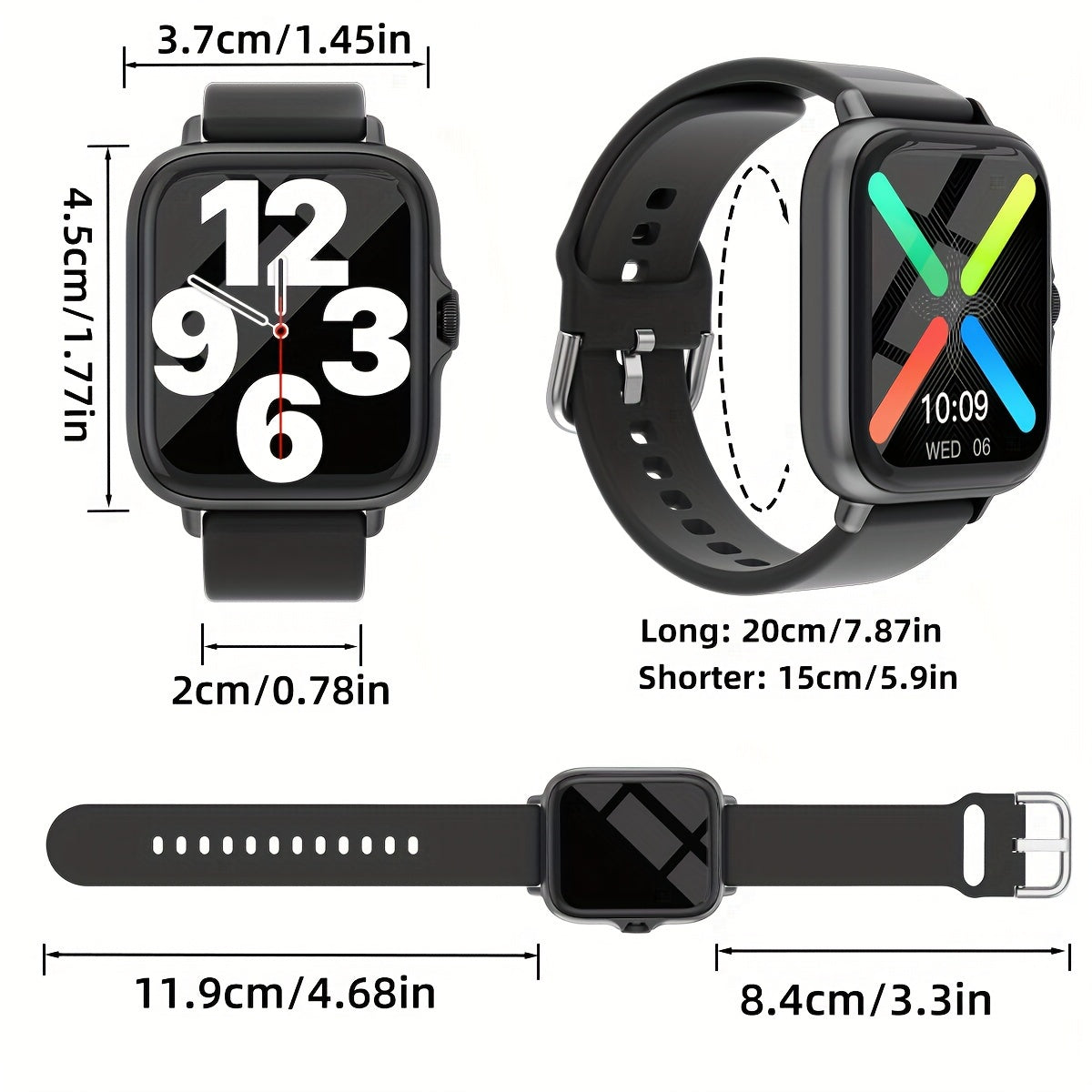 Waterproof Smart Watch, 1.83'' Full Touch Screen Display With Message, Answer Make Call Smartwatch Sleep Monitoring, Sports Pedometer - Veloxea