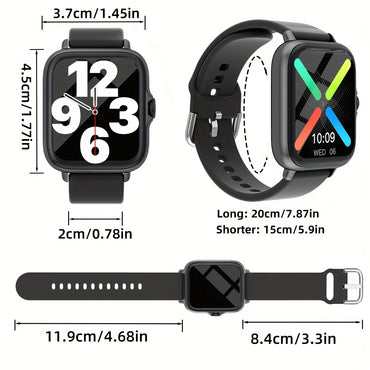 Waterproof Smart Watch, 1.83'' Full Touch Screen Display With Message, Answer Make Call Smartwatch Sleep Monitoring, Sports Pedometer - Veloxea