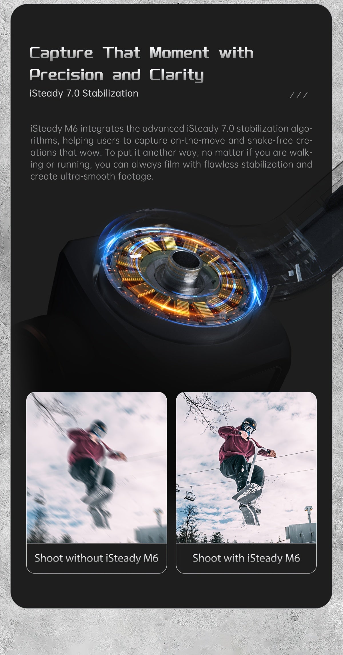 hohem iSteady M6 Gimbal Stabilizer for Smartphone, New Upgrade 3-Axis Phone Gimbal for iPhone & Android, Smart Tracking, 360°Infinite Rotation, 18H Long Battery, OLED Display for Video Recording - Veloxea