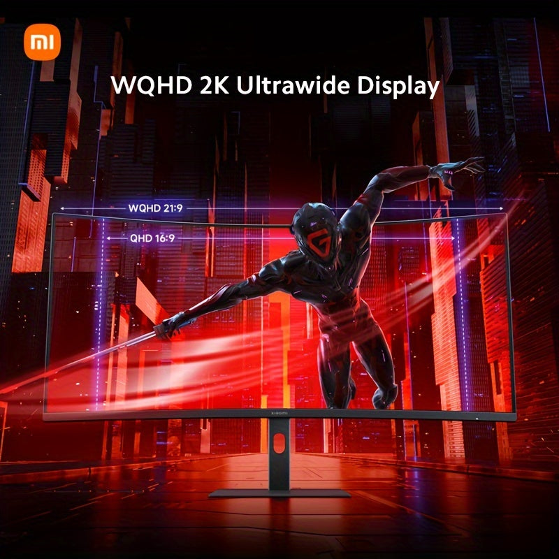 Xiaomi 34-inch Curved Gaming Monitor 180Hz High Reshed Rate 1ms Fast FreeSync Premium E<2* Professional Calibration 95%DCI-P3 100% SRGB* Low Blue Light Computer Screen Monitor Desktop Monitor - Veloxea