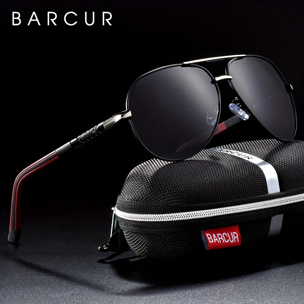 BARCUR Retro Men's Sunglasses Polarized Sunglasses Driving Eyewear UV Protection Protective Sunglasses - Veloxea