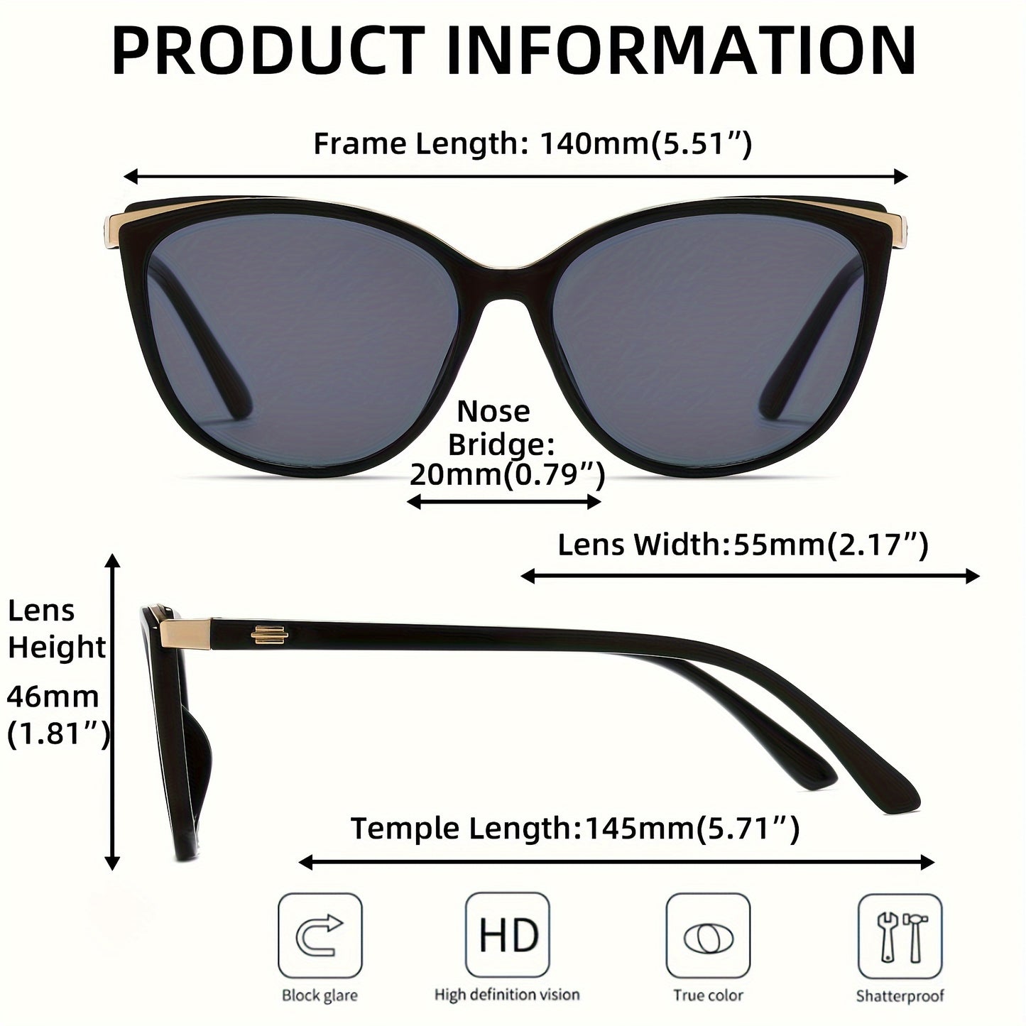 Cat Eye Fashion Glasses For Women Men Casual Anti Glare Gradient Glasses For Driving Travel Beach - Veloxea