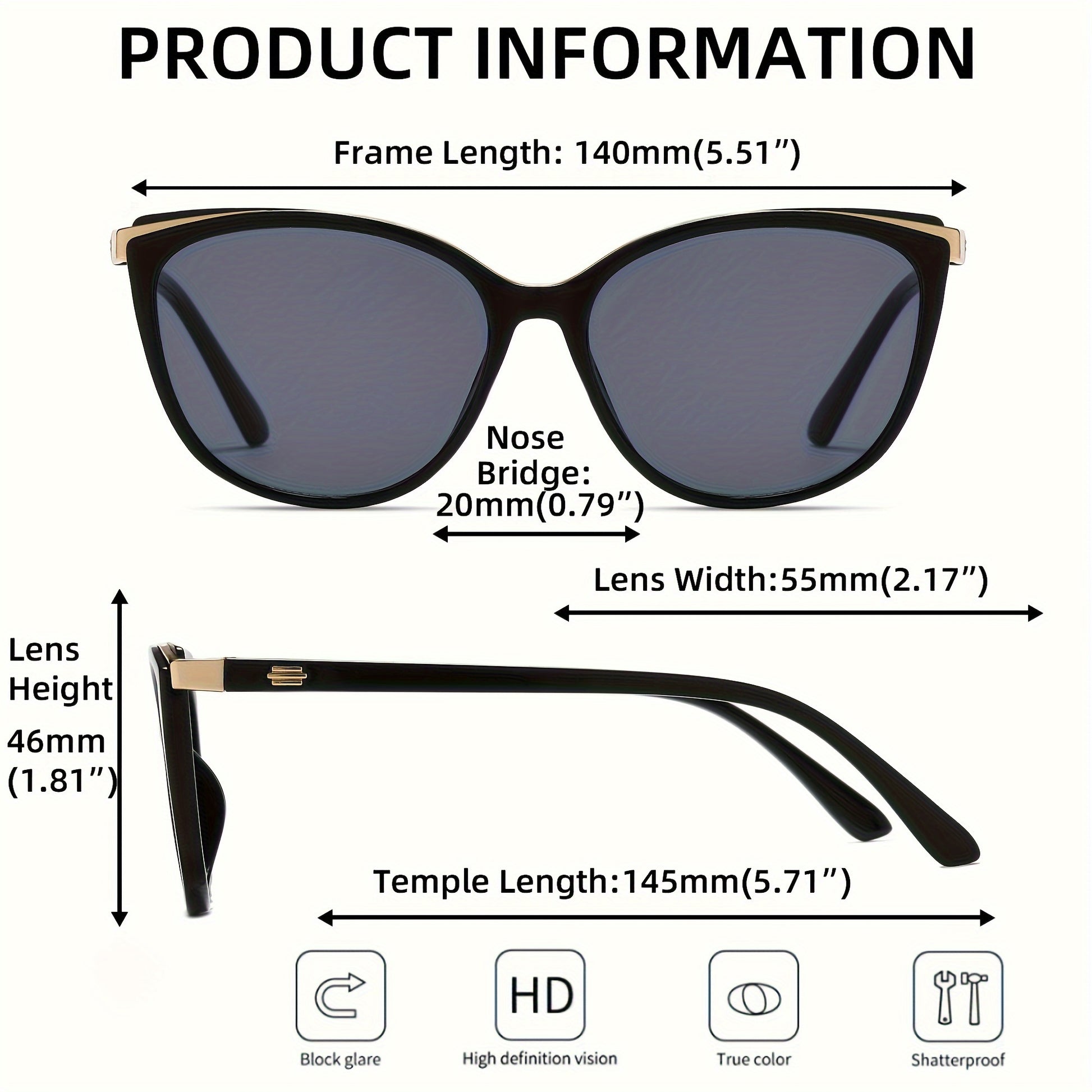 Cat Eye Fashion Glasses For Women Men Casual Anti Glare Gradient Glasses For Driving Travel Beach - Veloxea