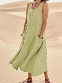 Summer Sleeveless Long Dress With Pockets Fashion Casual Loose Dresses Women's Clothing